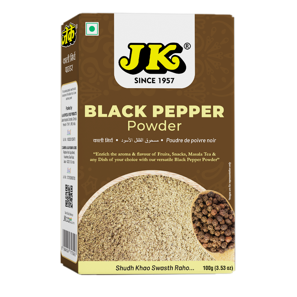 jk black pepper powder box | 100g