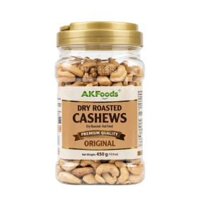 AK FOODS DRY ROASTED CASHEWS UNSALTED | 450g